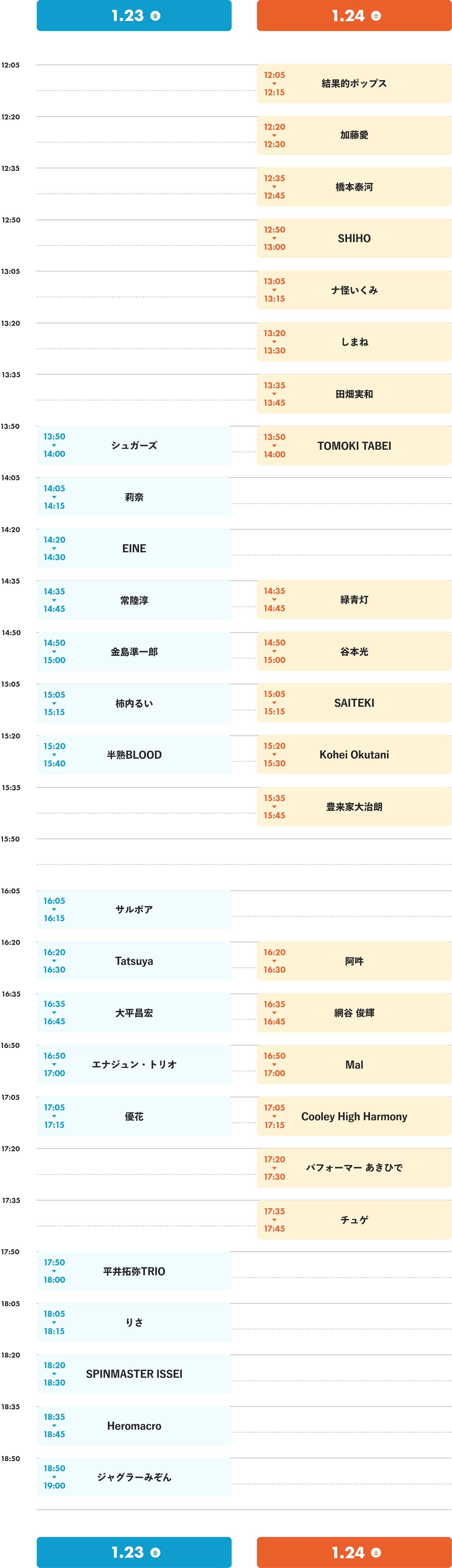 2026年タイムテーブル